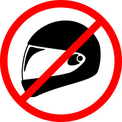 no helmet sign in red circle or areas where use helmets are prohibited