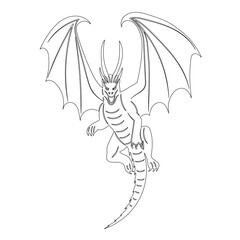 dragon flying on white background, vector