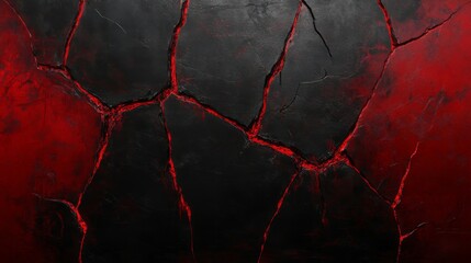 Abstract Red And Black Cracked Surface Texture