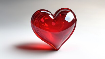 Obraz premium Red heart glyph with soft shadows, appearing against a simple white backdrop.