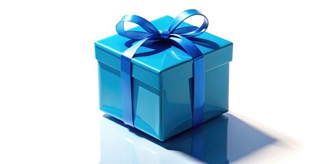 Obraz premium Isometric Blue Gift Box Silhouette - Web Design