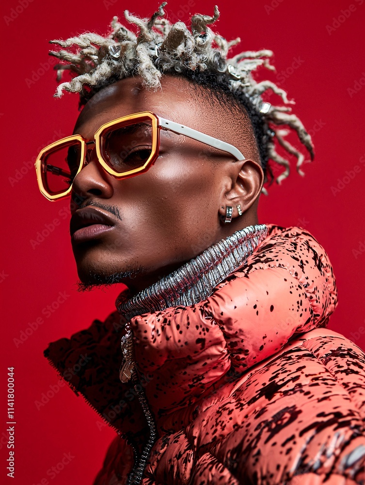 Poster a profile creation page, vibrant design, avatar customization features, elegant layout with neon and
