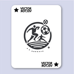People play beach soccer. Active sports sea sandy coast. Guys pass ball each other on tropical beach. Open training for professionals and fun team game vacationers. Vector flat illustration isolated