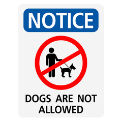 Notice dogs are not allowed sign.