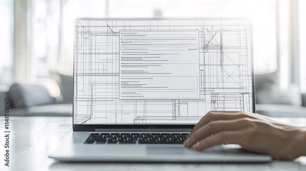 Poster a person typing on a laptop with an application form displayed on the screen, symbolizing online reg