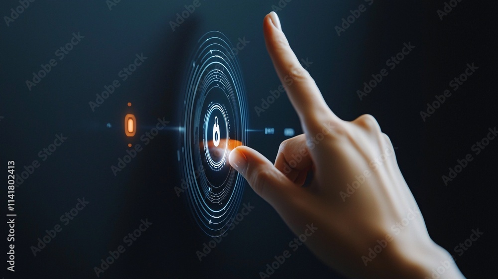 Poster a futuristic concept of a digital record database being accessed on a virtual screen