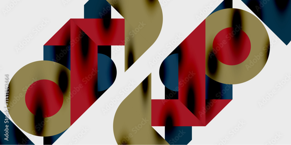 Aufkleber Modern abstract background featuring circles, lines, and triangles in a dynamic geometric composition. Perfect for stylish, tech, or creative-themed designs
