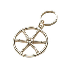 Decorative wheel pendant keychain metal artwork transparent background studio shot artistic design