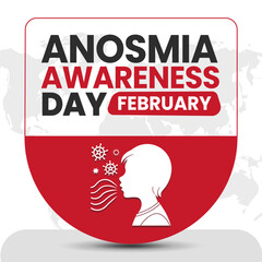 Fototapeta premium ANOSMIA AWARENESS DAY social media post Vector Illustration on february