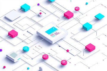 a seamless application submission workflow, depicted with clear steps, professional colors, and interactive elements