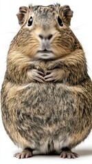 A stylized, cartoonish rodent with a large body and small hands, standing upright.