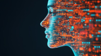 AI Evolution Tech Woman Profile Circuitry