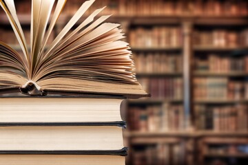 Reading books in library for education concept