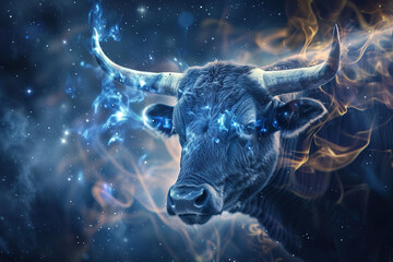 Astrological composition with concept of Taurus zodiac sign symbol