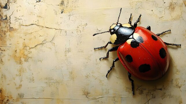 A ladybug is on a wooden surface - Powered by Adobe
