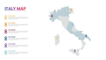 Obraz premium Italy Modern Map Infographic Template, Detailed infographic map of Italy Popular City