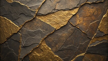 Abstarct dark gold slate rock texture background.