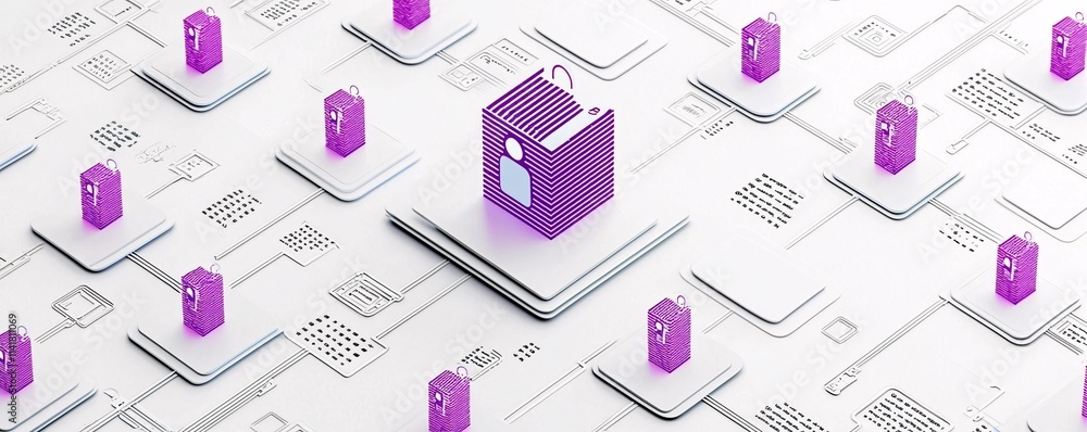 Poster register + process + verification, high-tech ai interface verifying credentials, digital text overla