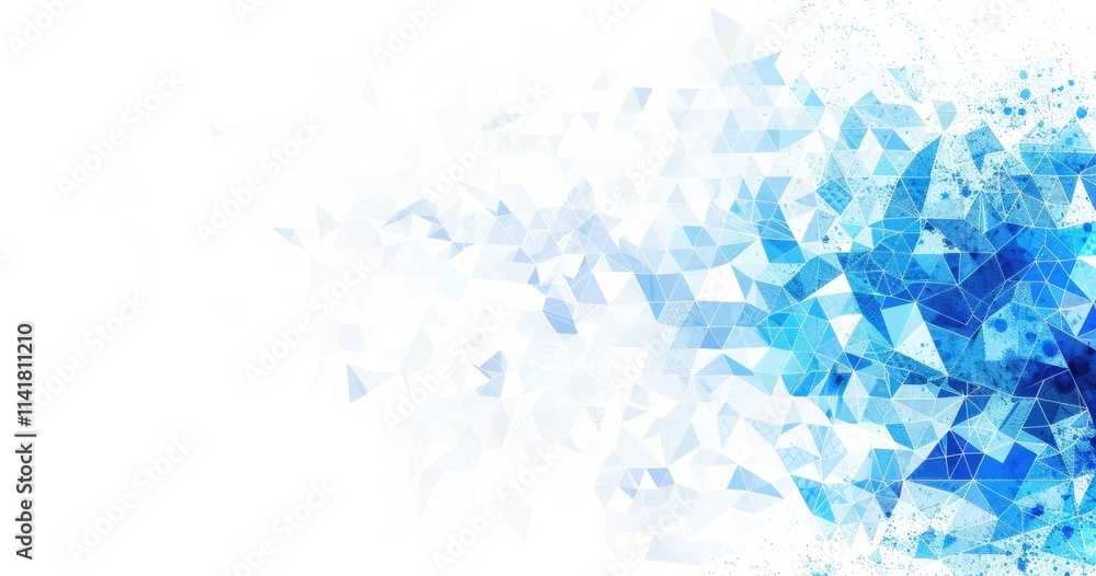 Aufkleber abstract blue geometric design with a gradient effect and scattered triangular shapes.