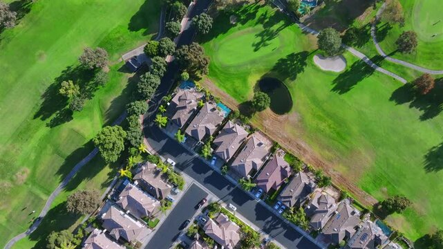 Aerial View of Golf Course and Residential Area in Huntington Beach	