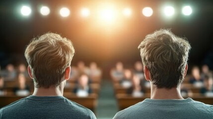 A professor leading a lively discussion in a university lecture hall, encouraging critical thinking and debate among their students.