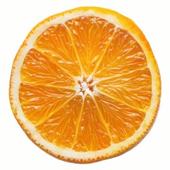 A close-up of a vibrant orange slice showcasing its juicy, textured interior and distinct segments