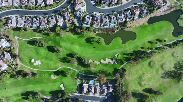 Aerial View of Golf Course and Residential Area in Huntington Beach	