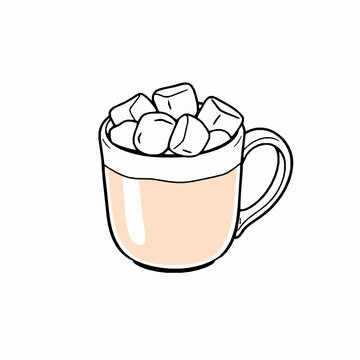 recommend clip art: Black Outline Vector of Hot Chocolate with Marshmallows