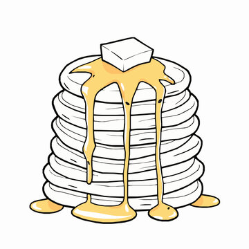 recommend clip art: Black Outline Vector of Pancakes with Syrup and Butter