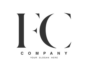 FC logo design. Initial letter f and c serif font style. Creative classic company name typography. Trendy logotype or identity.