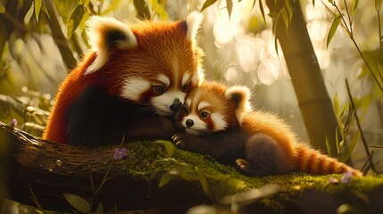 Tranquil Bamboo Forest with Red Pandas