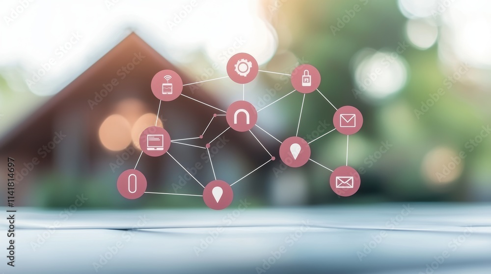Poster a network of interconnected devices and data streams, representing the internet of things and the gr