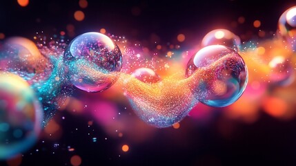 Naklejka premium Abstract colorful spheres and energy wave.