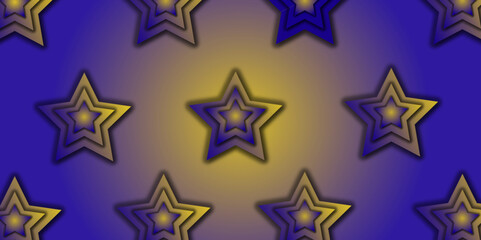 Seamless Patriotic Glowing Stars Abstract Background. A modern abstract background with a grid of stars shape in various shades