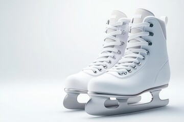 Pair of white ice skates isolated on white background