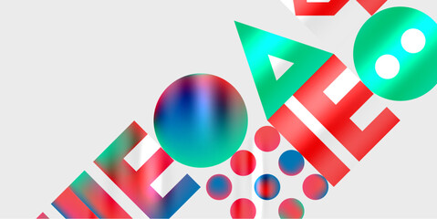Obraz premium Triangles, circles, squares, rectangles design. Vector Illustration For Wallpaper, Banner, Background, Card, Book Illustration, landing page
