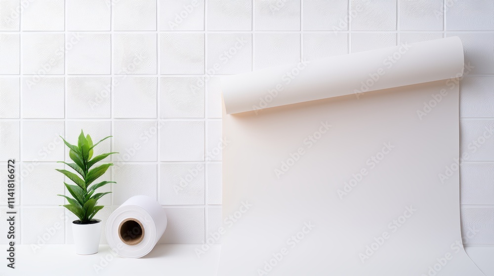 Poster a roll of crisp, white graph paper unfurling, with the grid lines creating a sense of order and prec