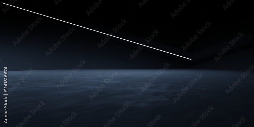 Wall mural 3d rendering of black abstract architecture modern dark background. dystopia concept. scene for adve
