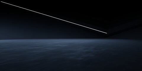 3d rendering of black abstract architecture modern dark background. Dystopia concept. Scene for advertising design, showroom, technology, future, sport, game, innovation, garage. Sci Fi Illustration