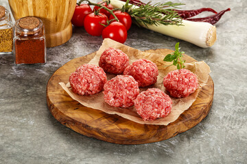 Raw beef meatball minced meat