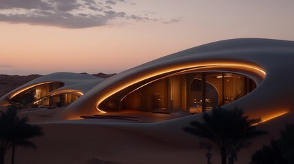 Futuristic Desert Oasis: Architectural Marvel in the Arabian Sands