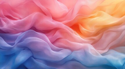 Obraz premium Pastel Rainbow Ombre Silk Fabric Draped Softly