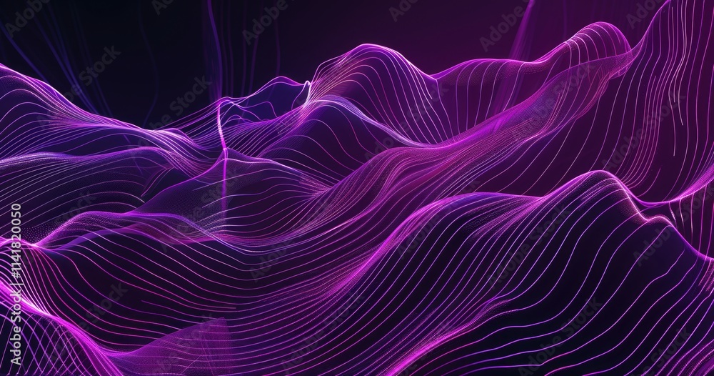 Poster abstract digital waves in purple and pink tones create a dynamic visual experience.