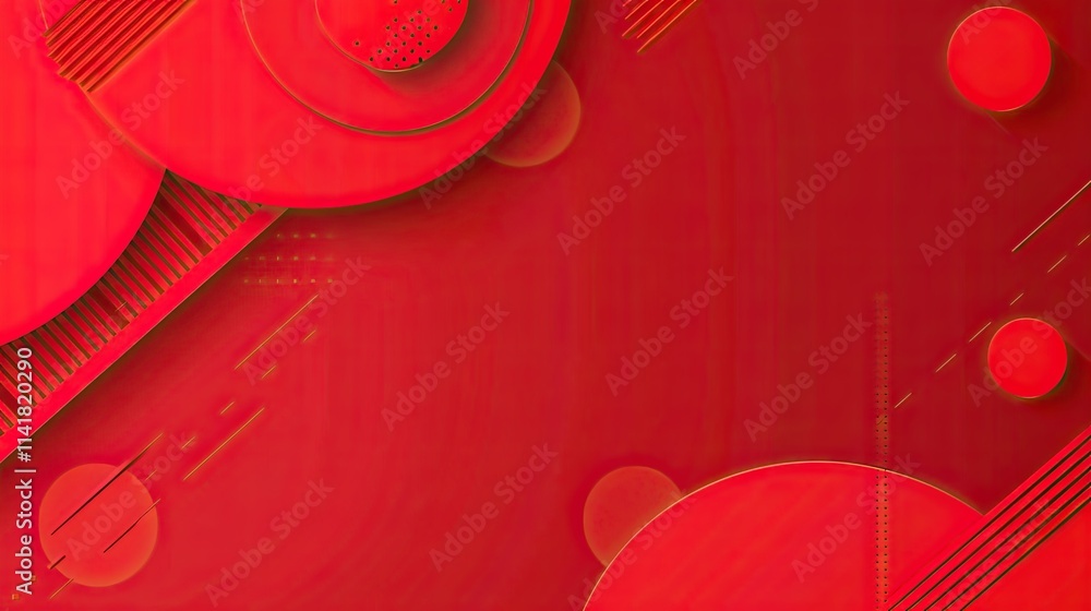 Aufkleber abstract red background with circular shapes and lines for graphic design use.