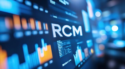 Data analysis event featuring rcm metrics digital workspace infographic presentation high-tech environment