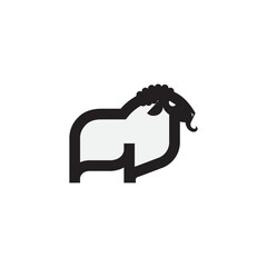 Sheep vector silhouette, Lamb black logo design 