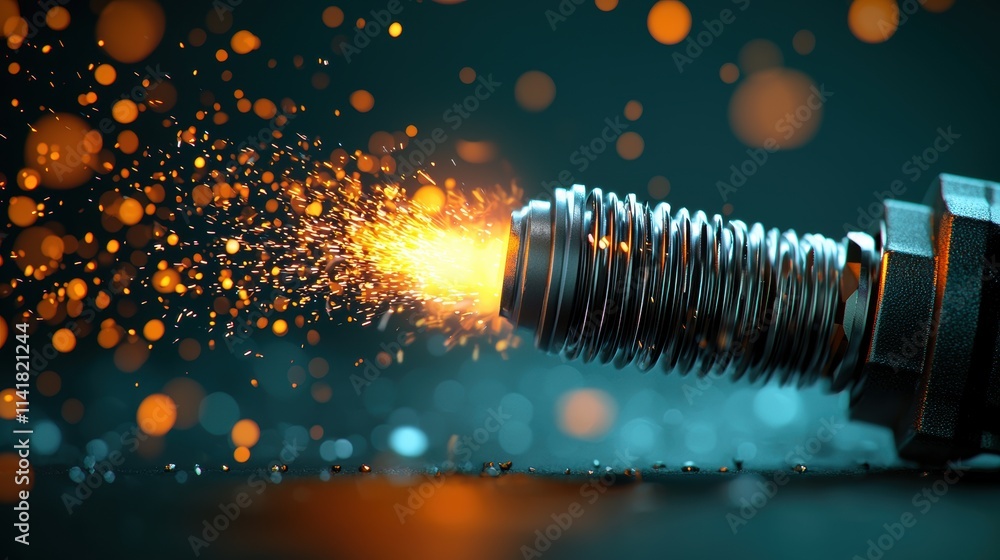 Aufkleber a close up shot of a spark plug igniting, creating a spark that initiates combustion in an engine, h