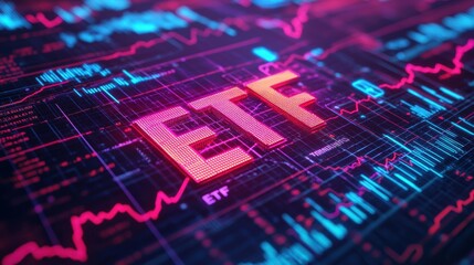 Market trends etf analysis financial sector digital art technology environment data visualization