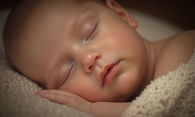Peaceful sleeping baby boy with light skin