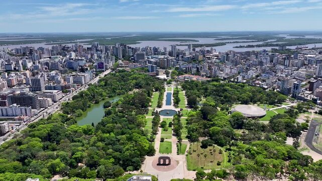 Porto Alegre Skyline At Porto Alegre In Rio Grande Do Sul Brazil. Downtown District. Highrise Buildings. Beautiful City Skyline. Porto Alegre Skyline At Porto Alegre In Rio Grande Do Sul Brazil.